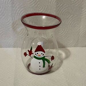 Christmas Decor: Snowman Glass Candle/Oil Warmer